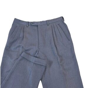 Canali Milano Dress Pants Trousers Men’s 32x26 Blue Pleated Cuffed Wool